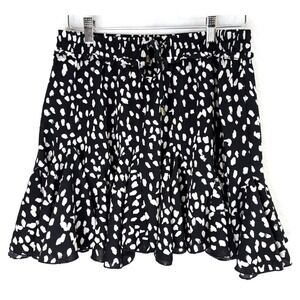 The Impeccable Pig Women's Black White Polka-dot Mini Skort Size Large